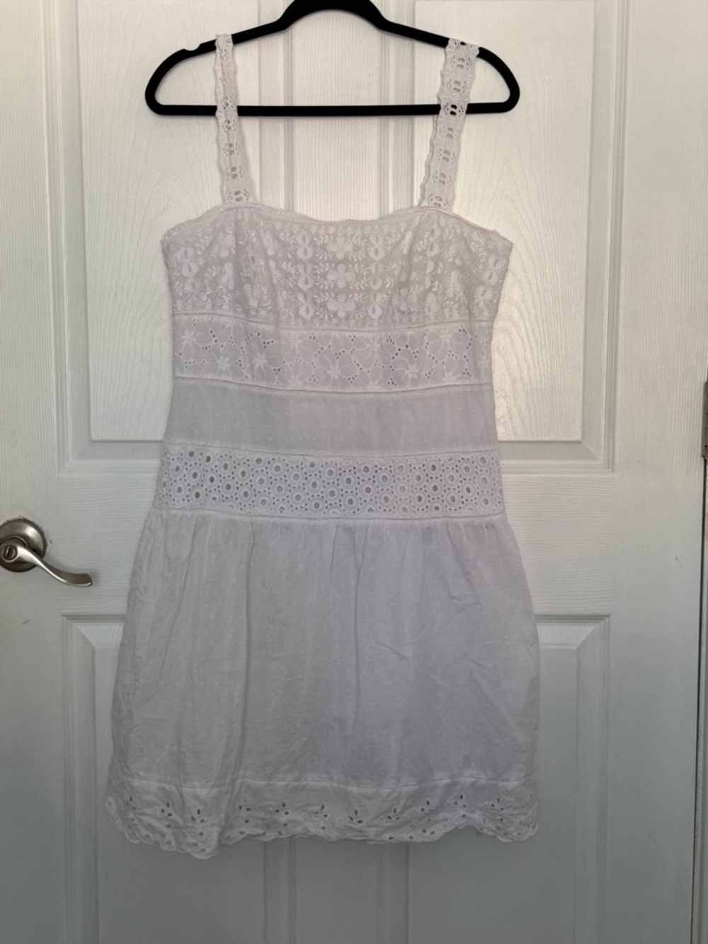 Spense White Eyelet Lace Dress 100% Cotton Size 14 Sleeveless Mini Sundress